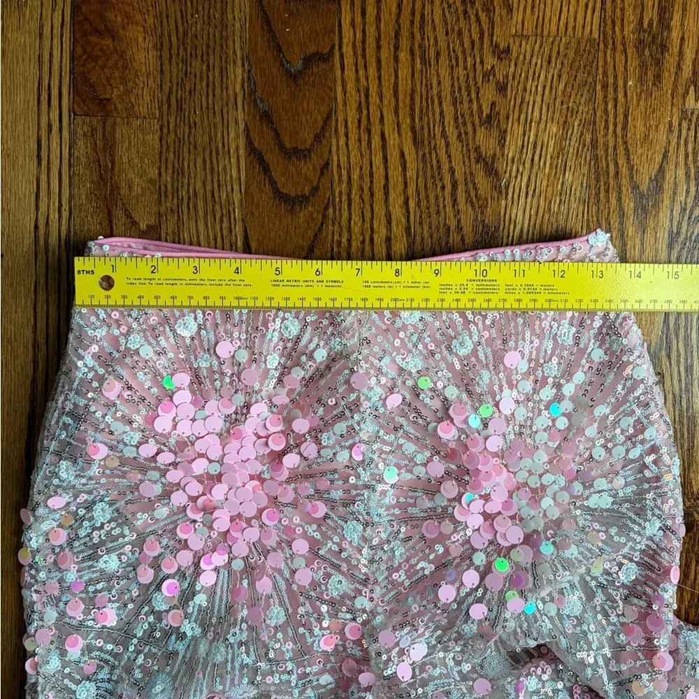 Eliya The Label Alyce Pink Sequin Flare Pants US 4 High Waist SOLD OUT - Picture 10 of 12